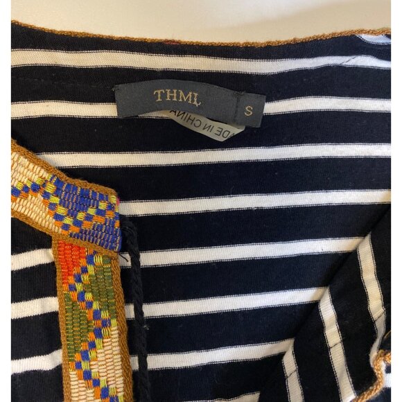 THML striped boho sleeveless top, Small, Embroidered Trim & Tassel Neckline - Picture 4 of 6